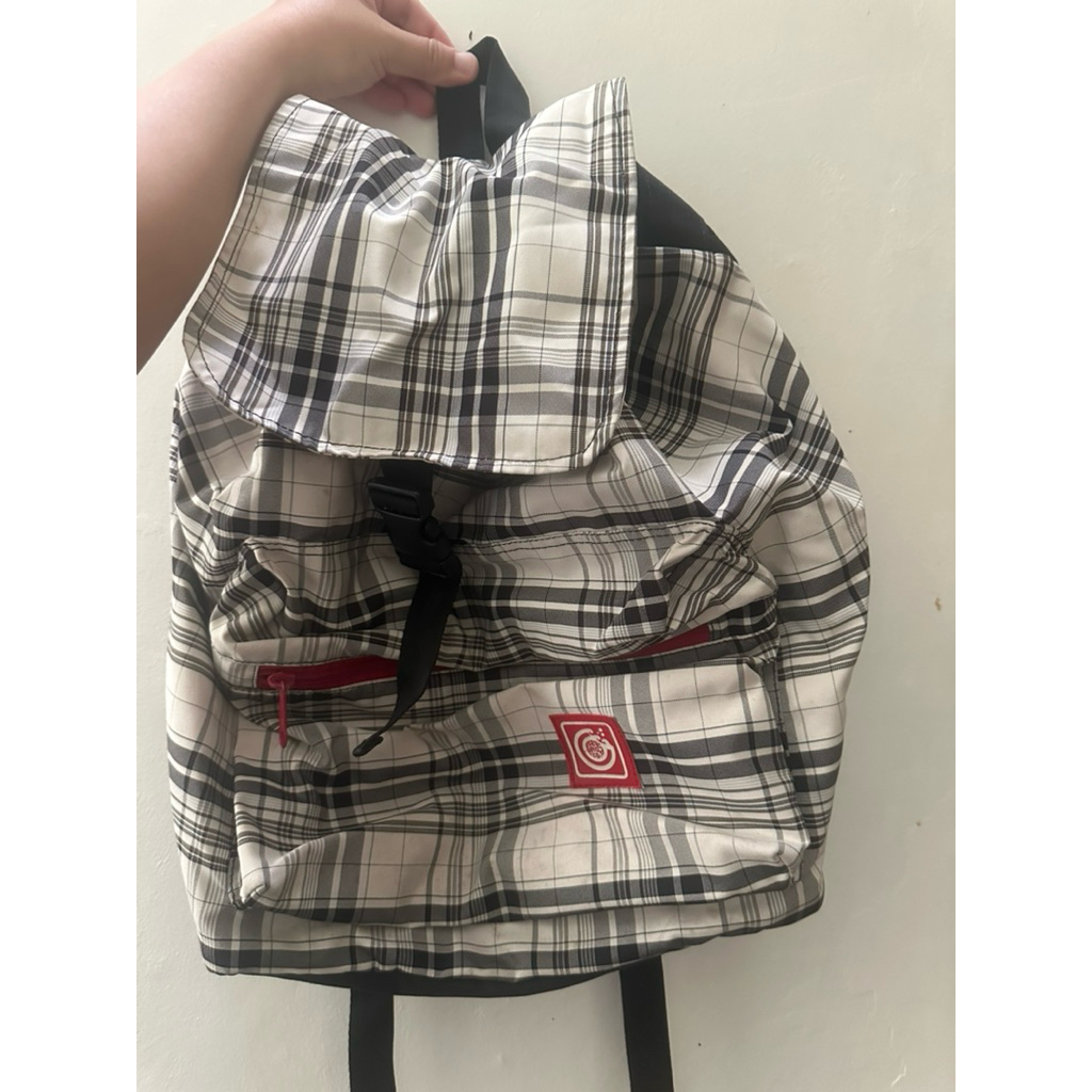 Tas Ransel Backpack Motif Tartan