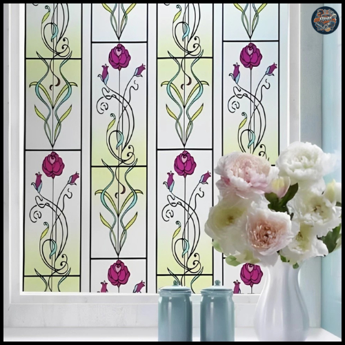 STIKER KACA / KACA FILM SAND BLAST SUNBLAST MOTIF BUNGA PATRI