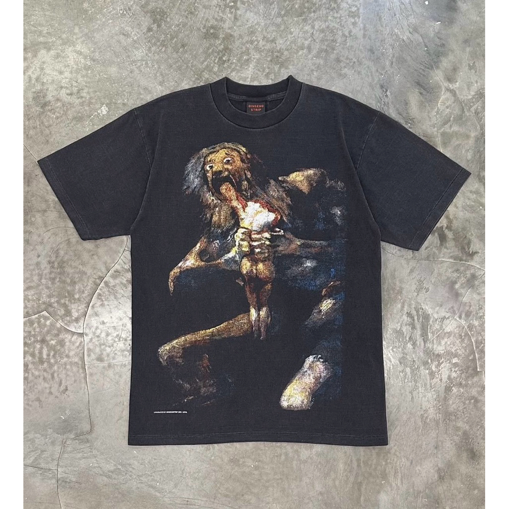 T-Shirt / Tees Bootleg GINSENG STRIPS Francisco Goya Black Faded Colour (NEW) | Francisco Goya Class