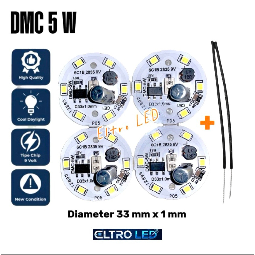 PCB Lampu LED AC 5 Watt - Mesin Lampu LED 5 Watt DMC 9 V Nyala putih terang
