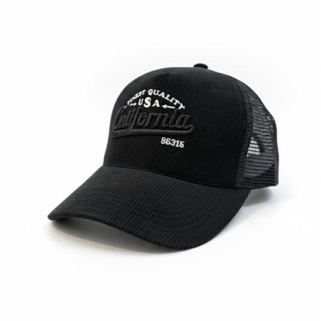 TOPI MADTO - California Hitam trucker corduroy topi distro polo baseball keren murah original