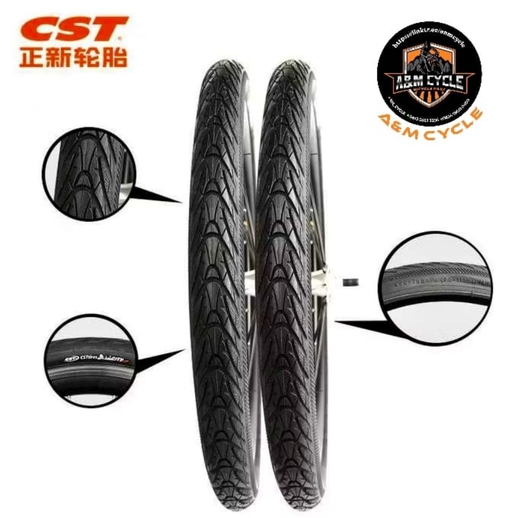 Ban luar CST 16×1.3/8 (16+) Kapasitas 50-75psi Untuk sepeda lipat 16inchi