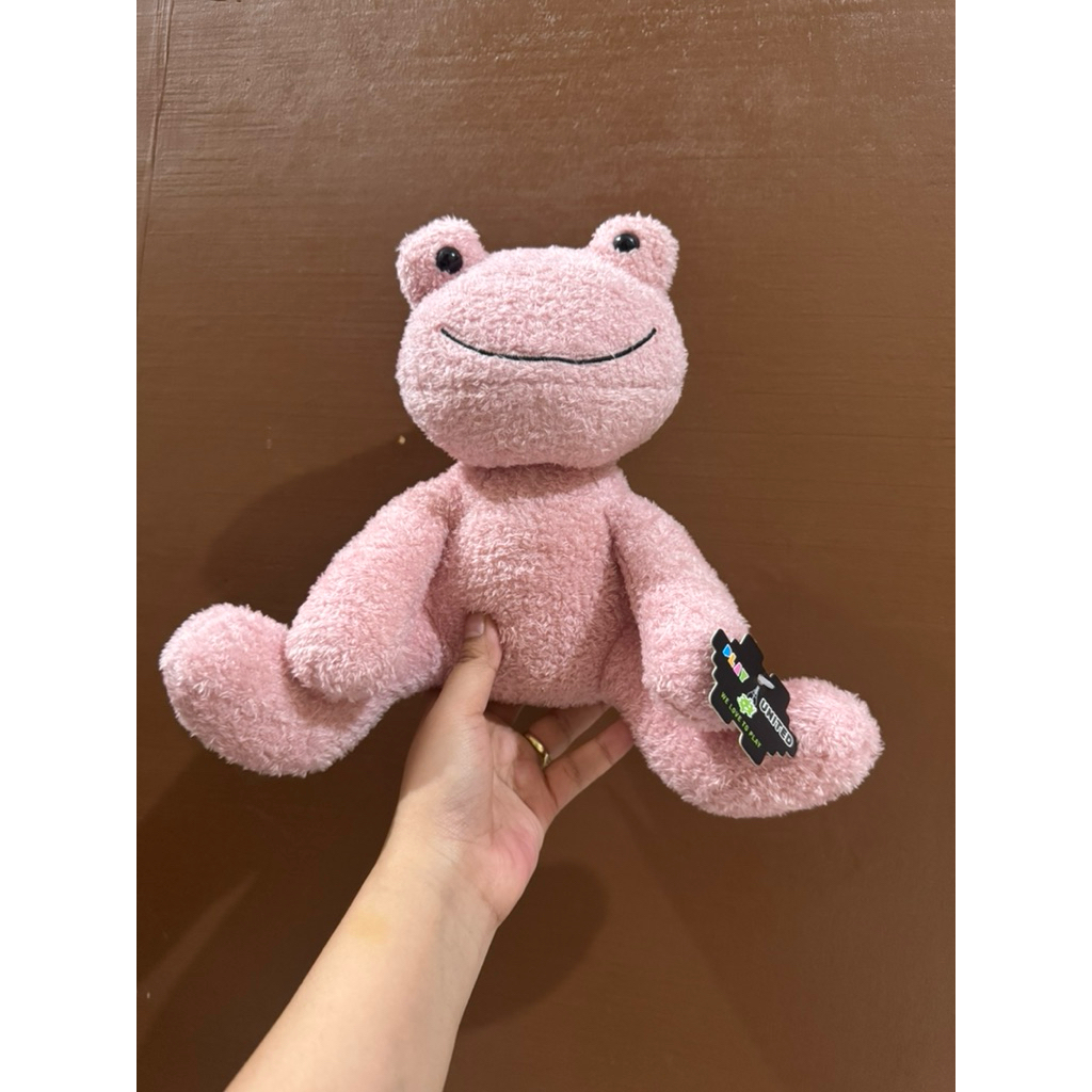 Boneka Karakter Kodok Warna Pink size 28x25cm / Boneka Kodok Pink / Boneka Kodok Lucu / Boneka Hewan