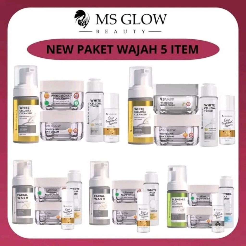 MS GLOW PAKET LENGKAP WHITENING FLEK ACNE