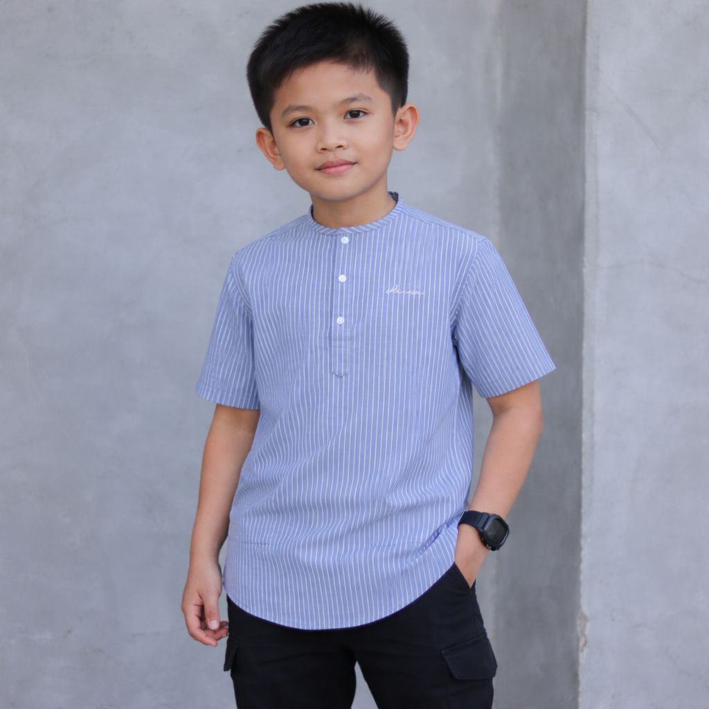 Baju Koko Kurta Anak Marajo Motif Salur Lengan Pendek