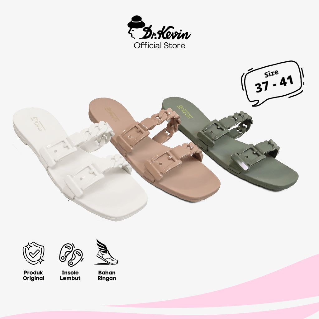 Dr. Kevin Sandal Selop Wanita Hak Rata Flat Sandal 571-201