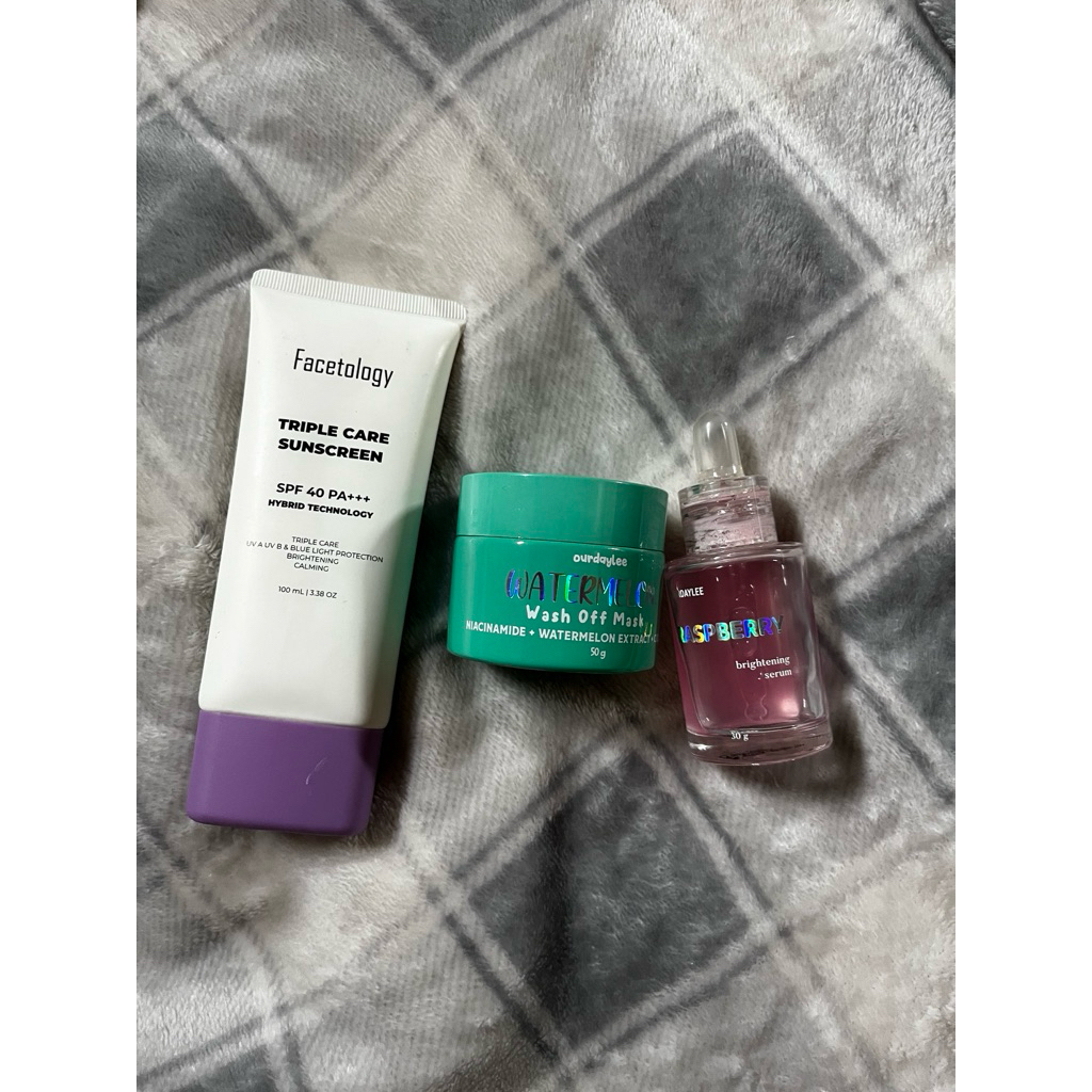 [PRELOVED] ourdaylee raspberry watermelon, facetology sunscreen