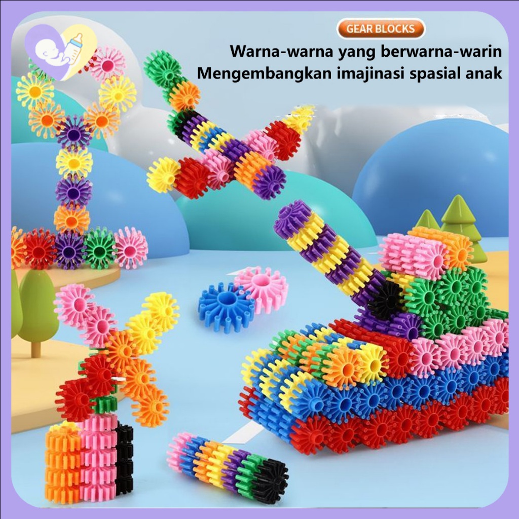 [COD] 60Pcs Diy Balok Susun Mainan Edukasi Anak Permainan Desktop Anak-anak Pendidikan Awal Bricks