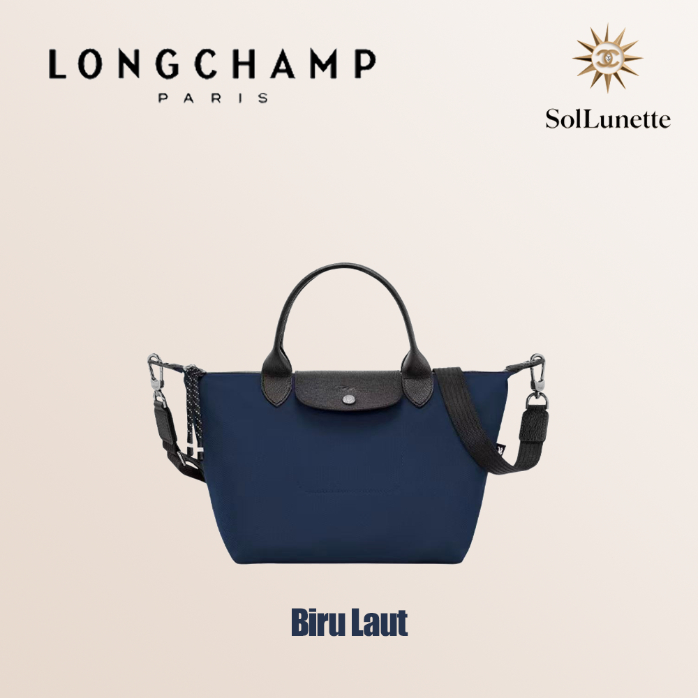 Longchamp Tas Wanita Seri Le Pliage Energy Tas Selempang Tangan Bahu Warna Biru Laut