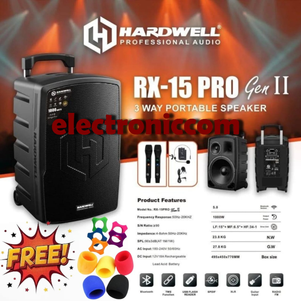 Speaker Portable Hardwell Rx15pro Original Speaker Portable Hardwell 15inch
