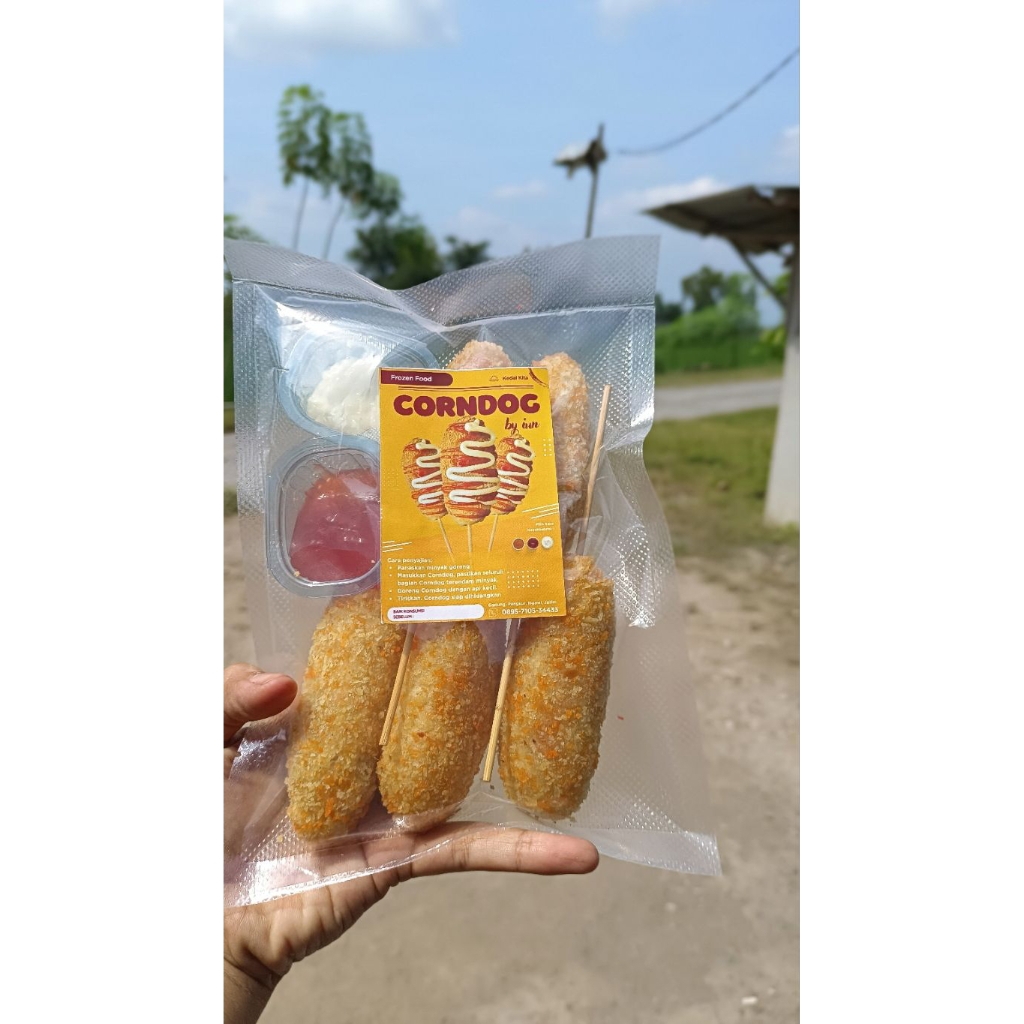 Corndog sosis mini Frozen isi 5. komplit saos pedas mayo
