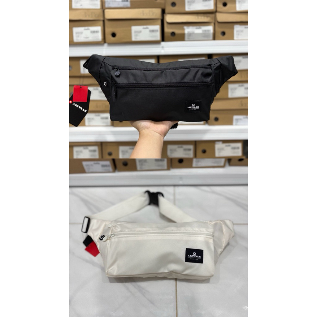 TAS AIRWALK CRAIN WAIST BAG WHITE AND BLACK AIWWB241013 TAS SELEMPANG SLING BAG ORIGINAL