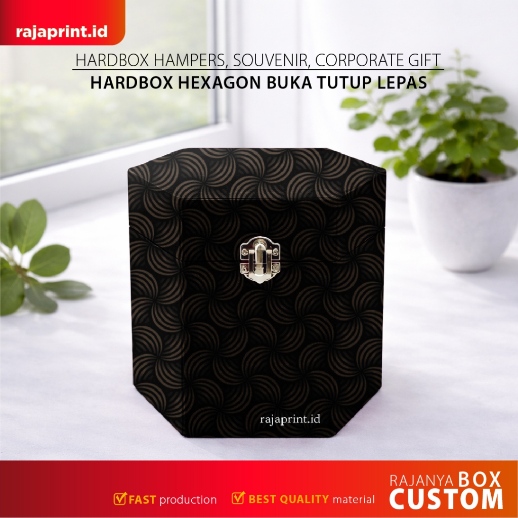Hardbox Hexagon Custom | Custom Hardbox Segi Enam | Kotak Hadiah | Kemasan hampers | hardbox jam tan