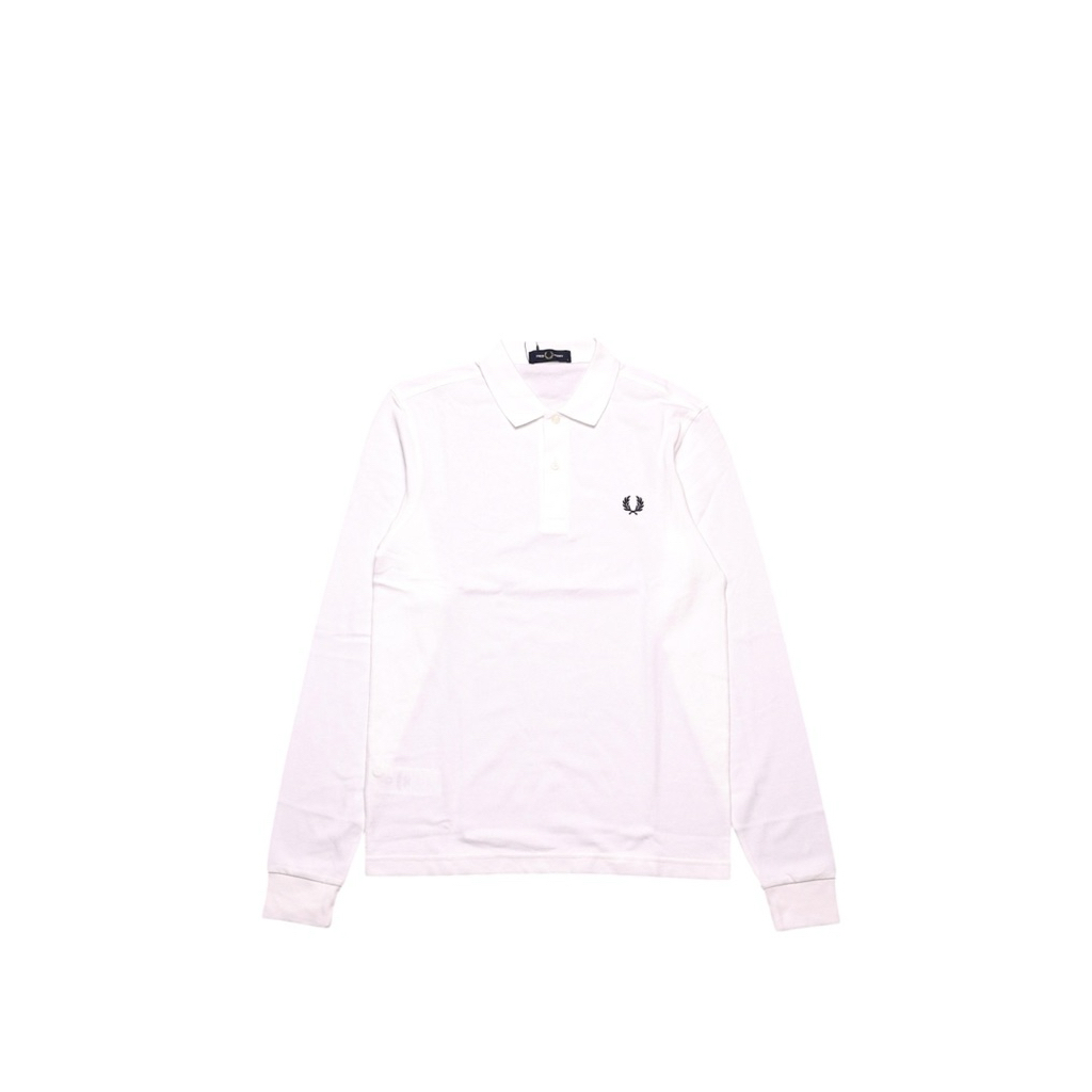 Fred Perry Plain Polo Shirt long sleeve white