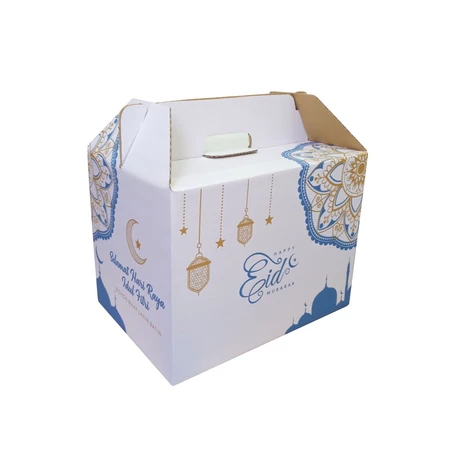 (2 Pcs ) Box Parcel Jinjing Box Handle Kardus Parcel Lebaran Ukuran 34x25x25 cm