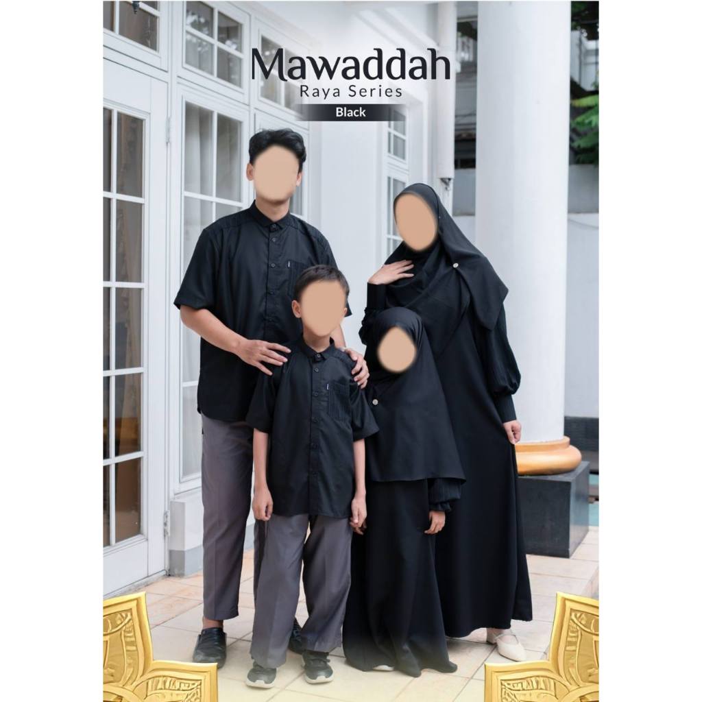 MAWADDAH SARIMBIT RAYA SERIES/KEMKO MAWADDAH & GAMIS MAWADDAH WARNA BLACK - D'IHSAN