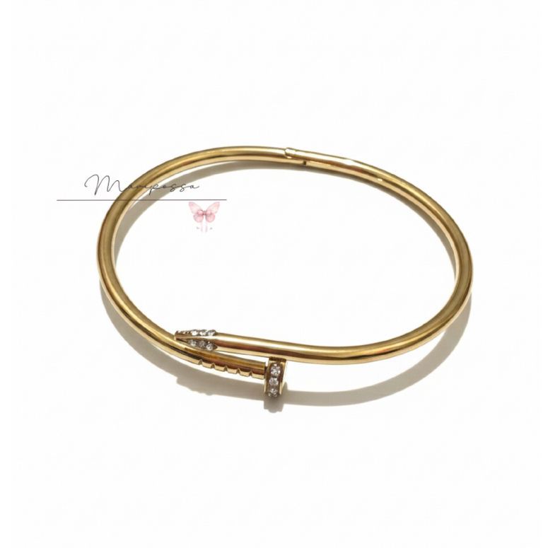 Maripossa | Gelang Titanium Emas Bangle Elegan Desain Paku Spiral Anti Karat | Eliana Bangle