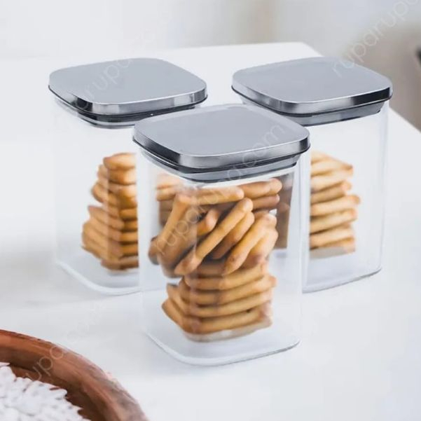 INFORMA JESS GLASS JAR SET OF 3// TOPLES KACA INFORMA// TOPLES KUE KACA