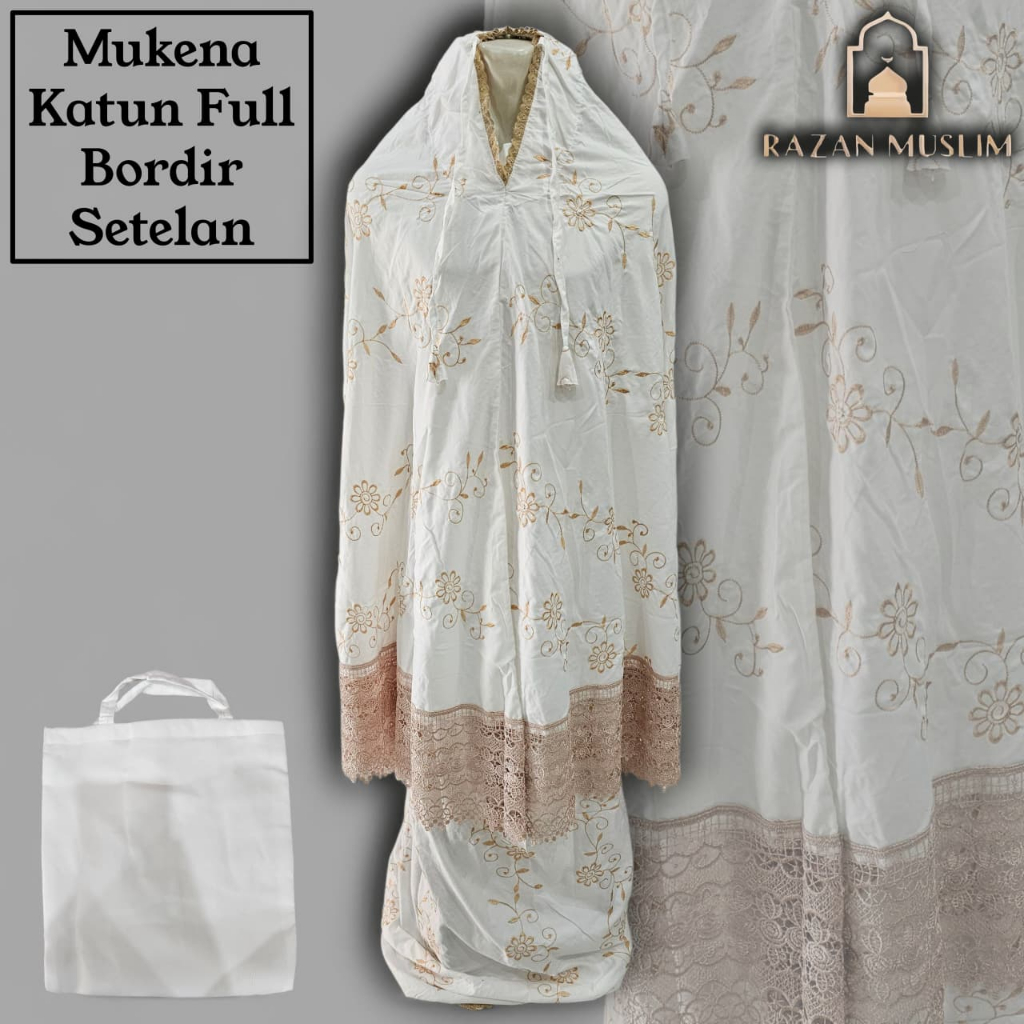 Mukena Dewasa Putih Full Bordir Renda Premium Terlaris