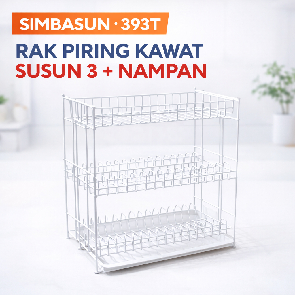 SIMBASUN : 393T RAK PIRING KAWAT SUSUN 3 + NAMPAN ROSE 393 T
