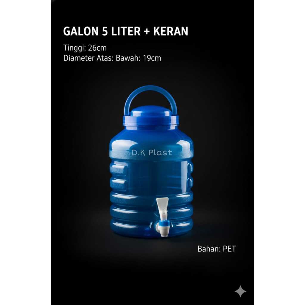 Galon kosong 5liter + keran terpasang PET BIRU BARU water dispenser