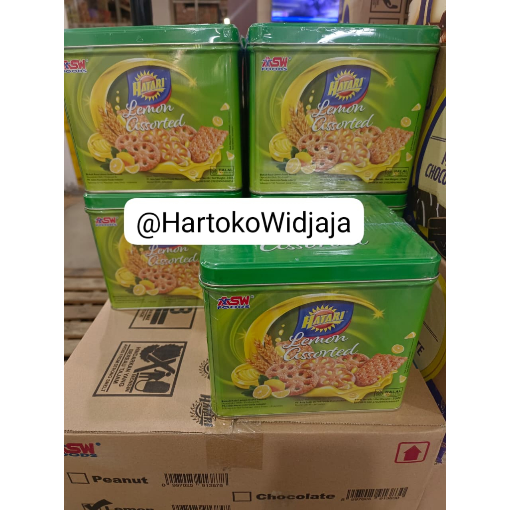 BISKUIT KALENG HATARI LEMON ASSORTED RASA LEMON 350 GRAM DUS ISI 6 KALENG