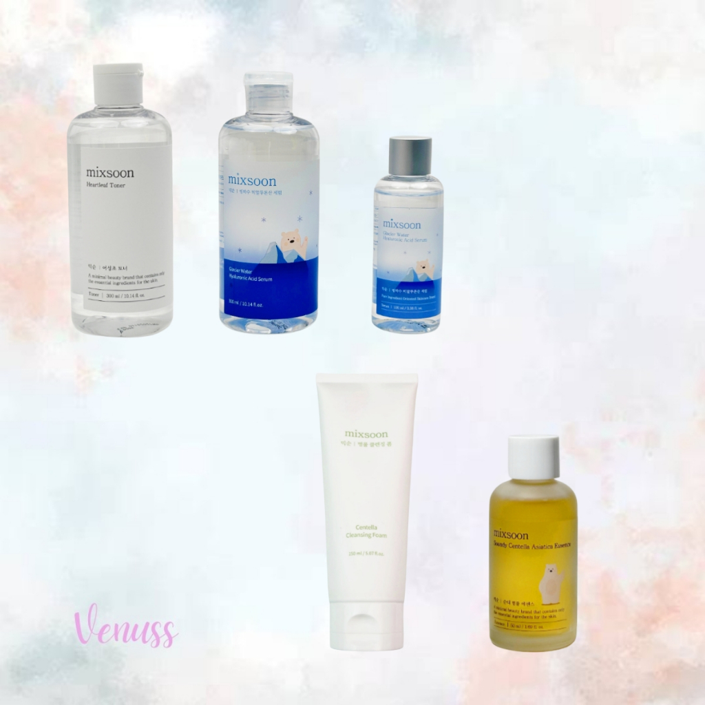 mixsoon Glacier Water Hyaluronic Acid Serum 300ml | 100ml | mixsoon Centella Cleansing Foam 150ml | 