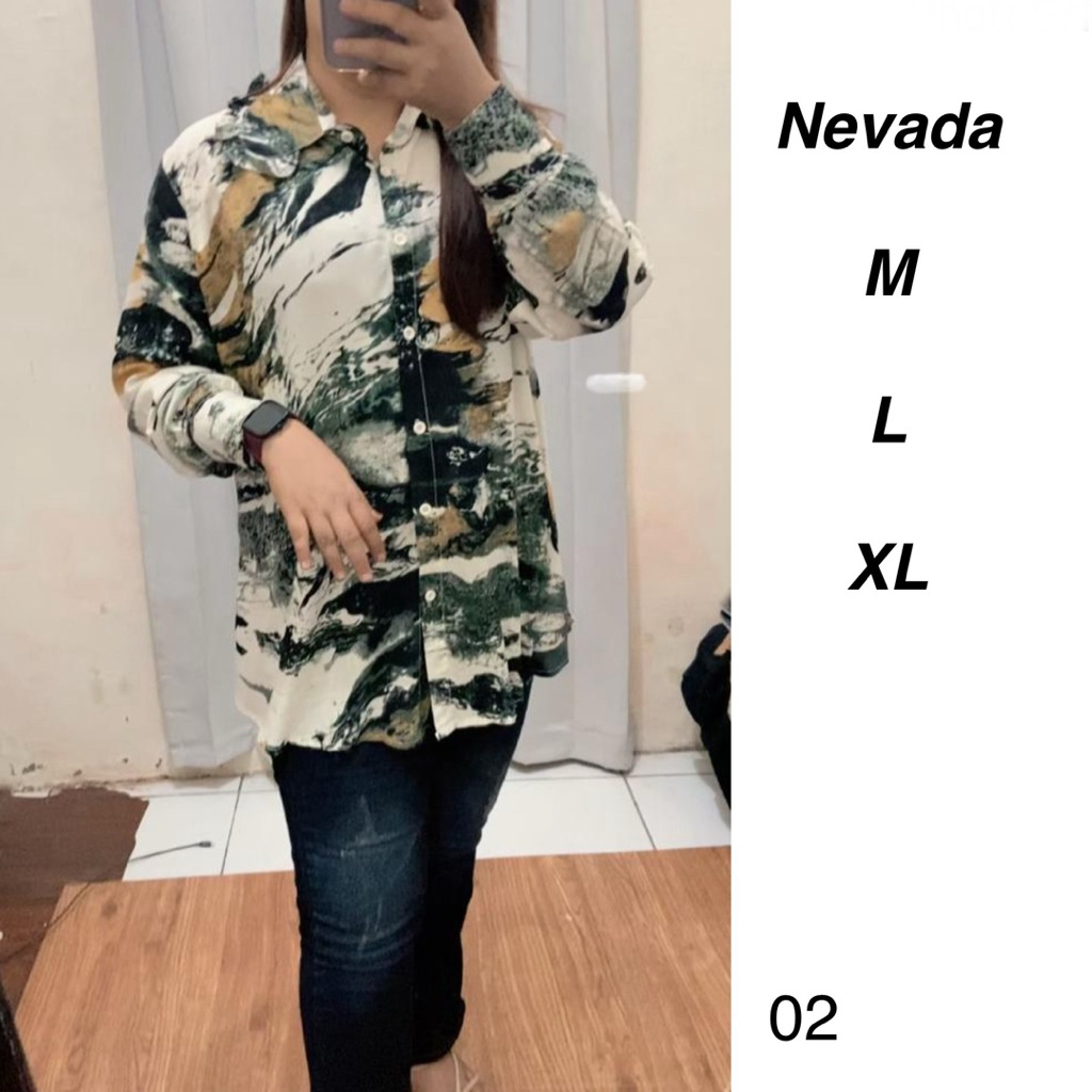 kemeja wanita/tunik wanita/tunik motif/tunik branded/tunik NEVADA