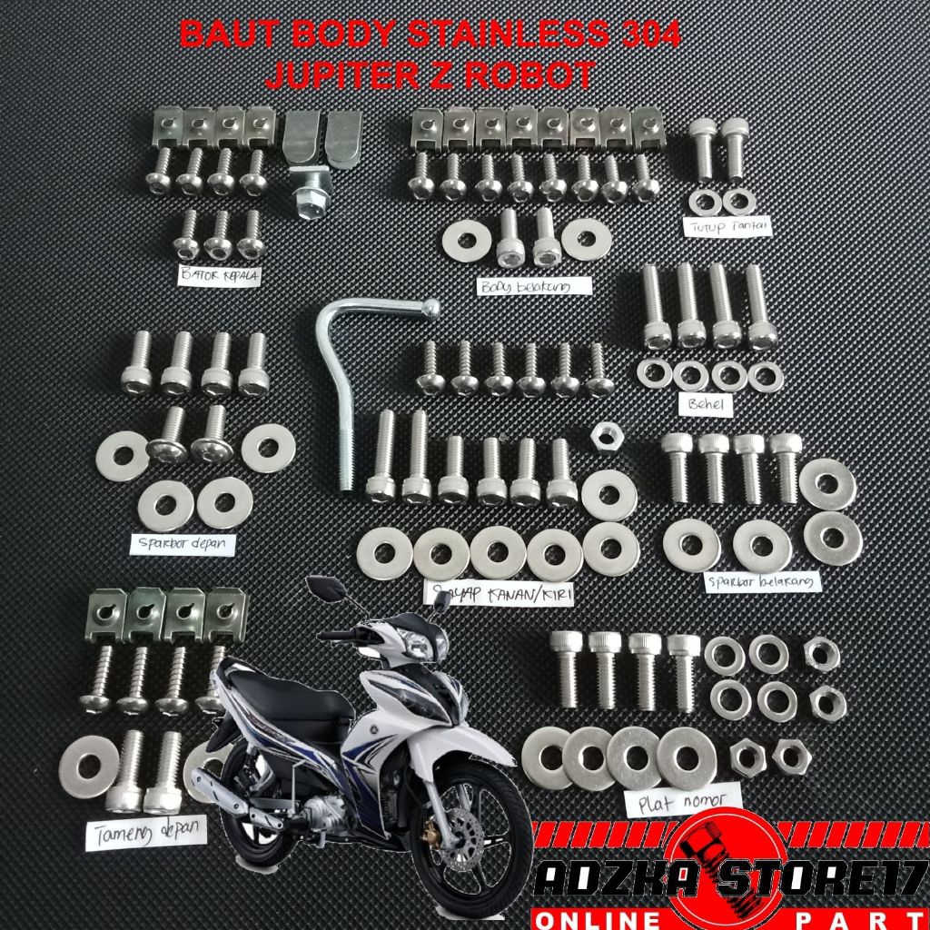 Baut Bodi Stainless steel Jupiter Z robot Anti karat/baut bodi full set Jupiter Z robot stainless 30