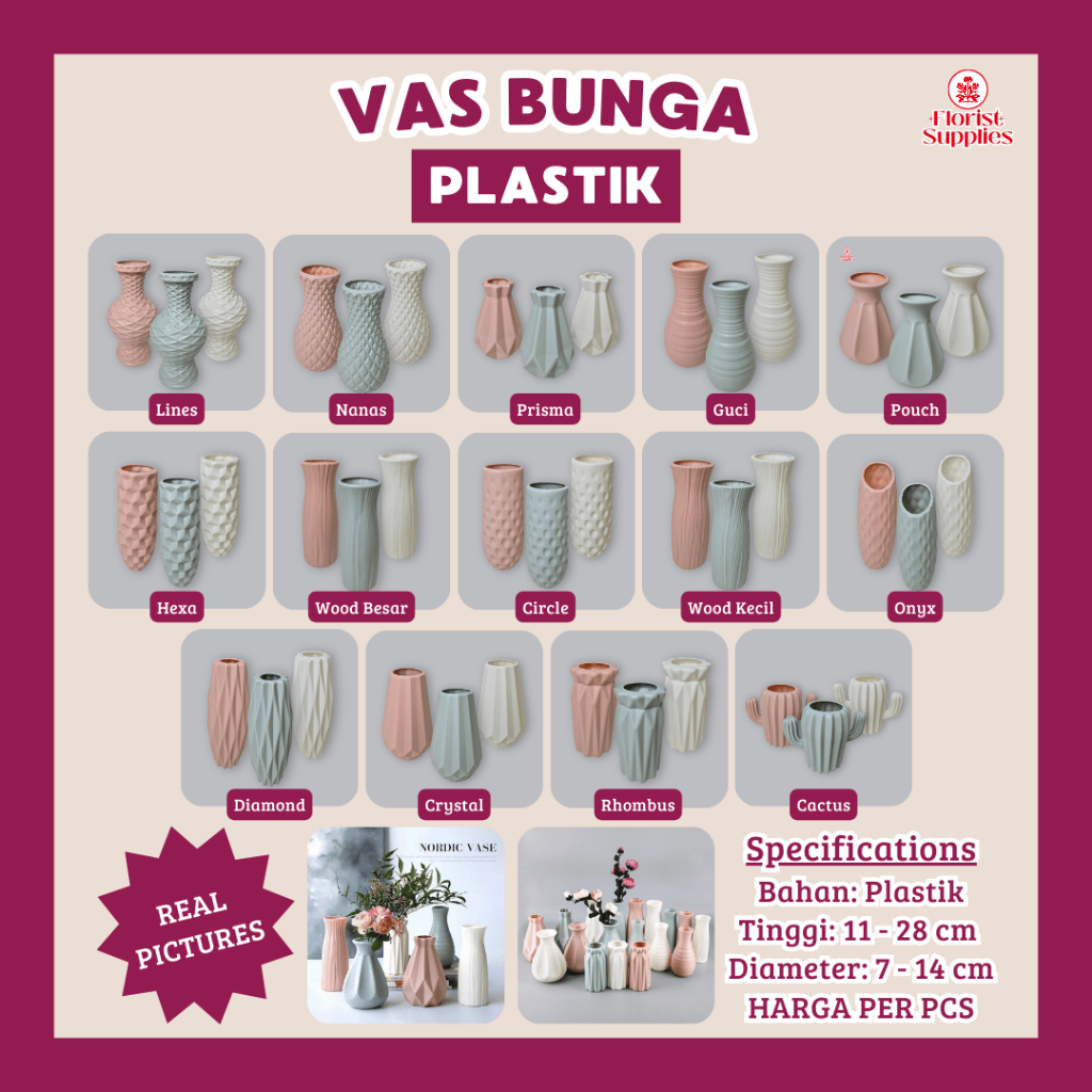 Vas Bunga Plastik Aesthetic Ruang Tamu Vas Bunga Mini Dekorasi Pot Bunga Plastik Hiasan Ruang Tamu