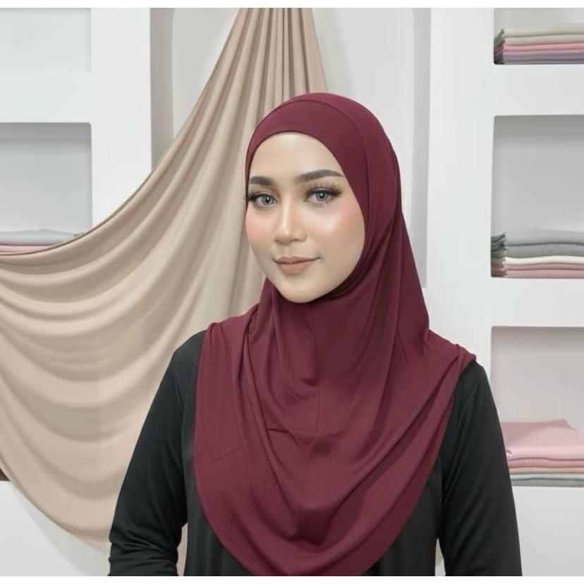 RIZKY COLLECTION - Bergo Khimar Malay Instan Non Pad Jilbab Daily Bahan Kaos Rayon By.Rizky Collecti