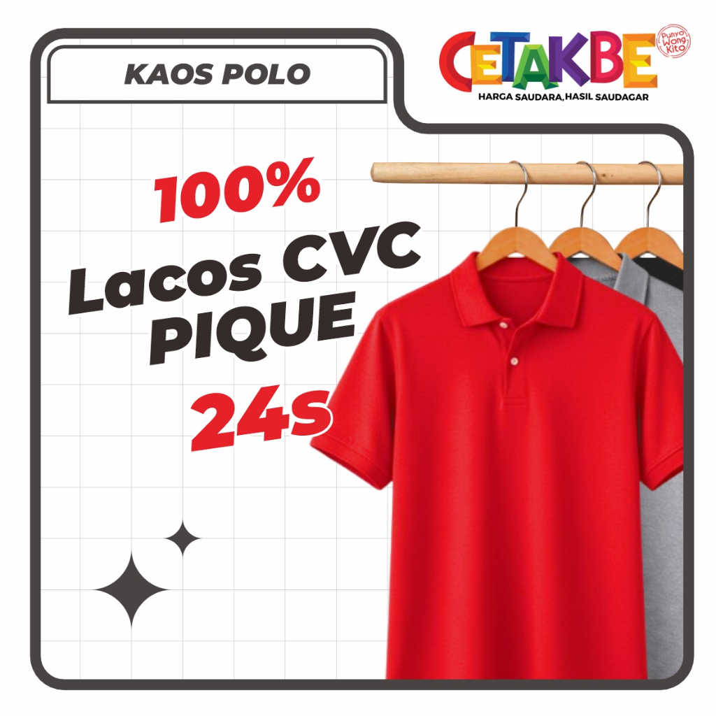 KAOS POLO PREMIUM LACOS CVC PIQUE 24 S KAOS POLO WANITA & PRIA KAOS LACOS CVC PIQUE 24 S