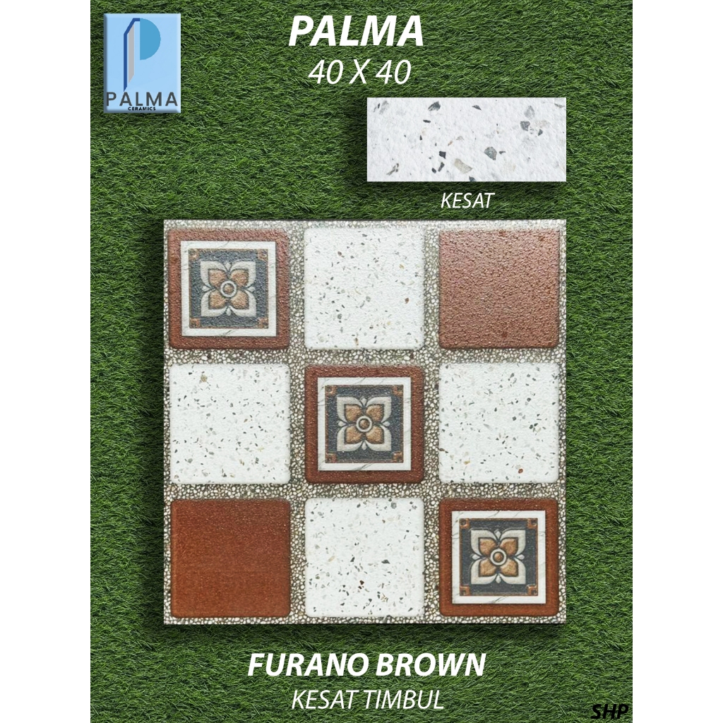Keramik Lantai Motif 40X40 Palma Furano Brown Kesat kulit jeruk KW1 Pekanbaru Riau, Motif batu