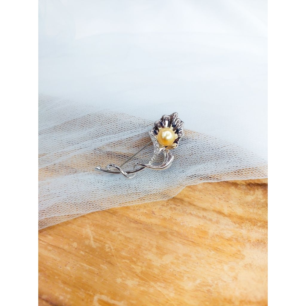Ana Pearls | Bros/Pin-Hijab-Kemeja-Blazer | Bahan Perak 925 | mutiara air laut asli Lombok