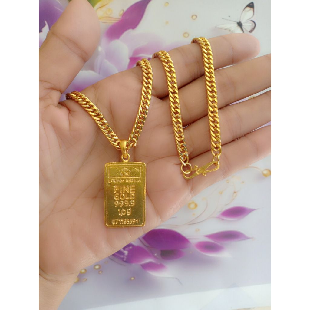 Kalung antam 10gram titanium lapis emas 24k