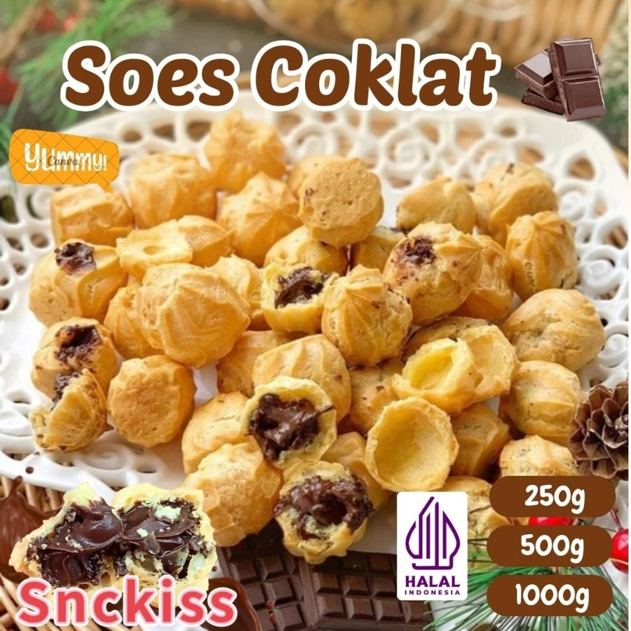 COD SNACK Soes Starwberry/Coklat 500g/1000g/mix rasa/halal kue sus kering isi soes coklat lumer