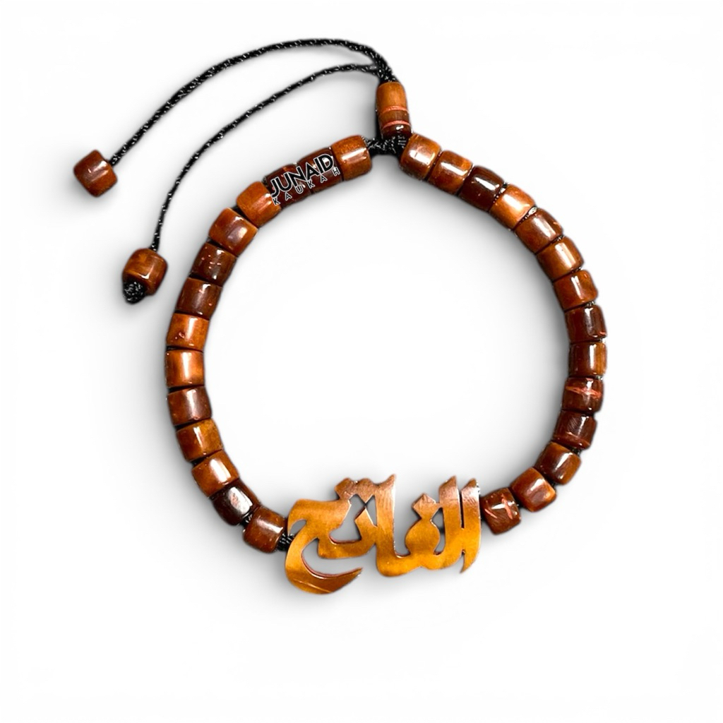 Gelang Nama Arab Custom Huruf Marjan Kayu Kaukah Kokka Asli Coklat Hitam Pria Wanita Aesthetic Serut