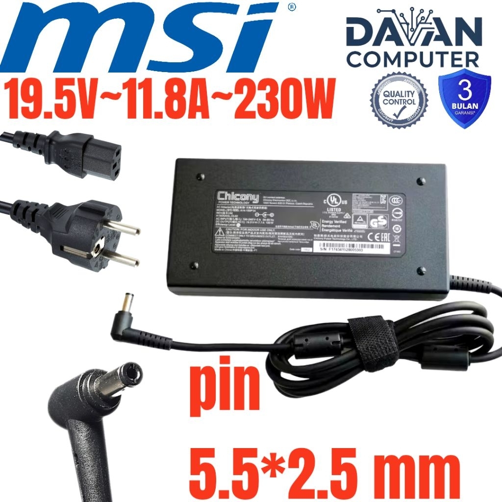 Adaptor charger laptop MSI GS65 STEALTH 8SG/RTX2080, MSI GS65 STEALTH 8SF/RTX2070, MSI PRESTIGE P65 