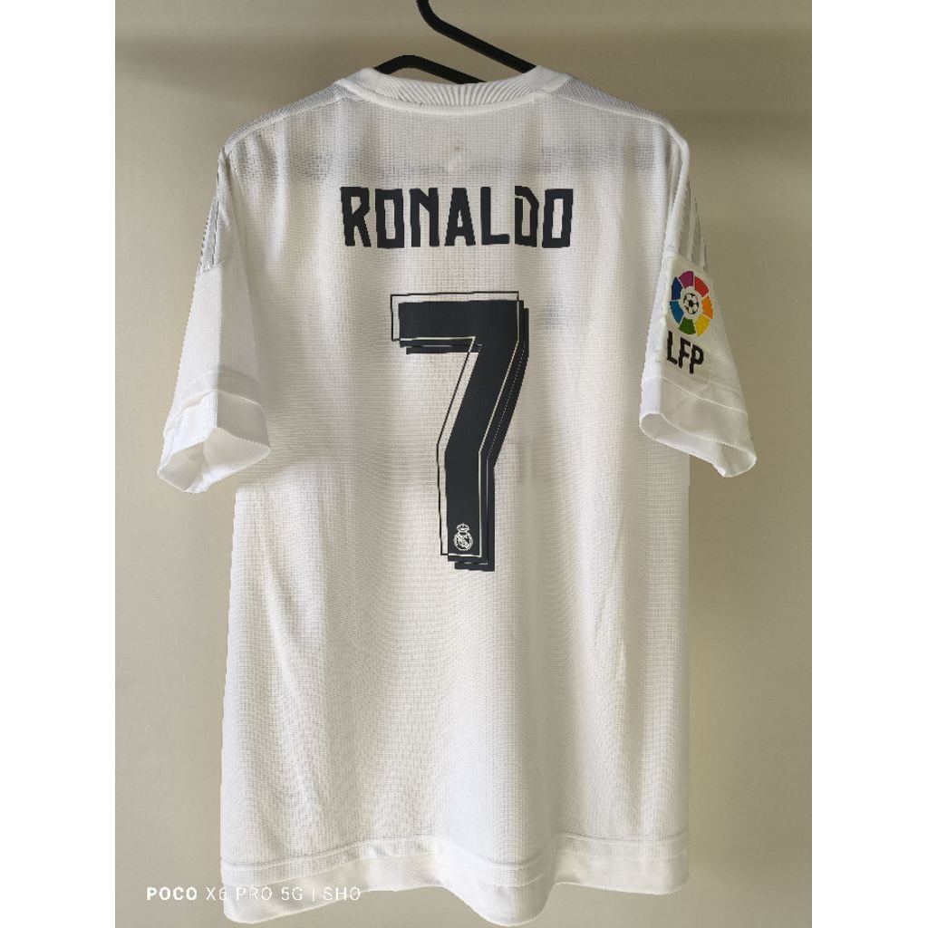 JERSEY RM HOME 2015 RONALDO PATCH LFP (L) BNWT BARU ORIGINAL BAJU BOLA ASLI RARE LANGKA VINTAGE CHAM