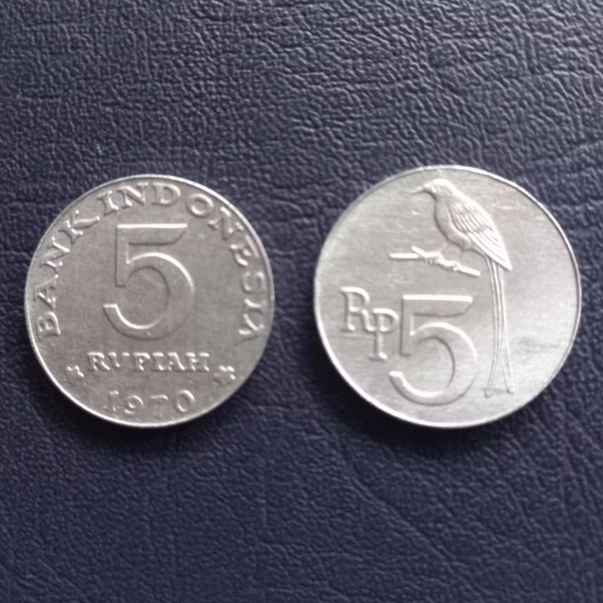 Koin Kuno 5 Rupiah Burung Srigunting Tahun 1970