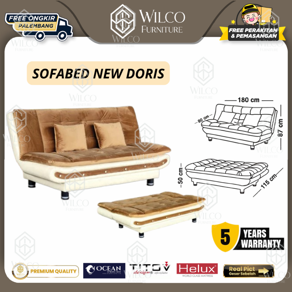 Sofabed New Doris Titov Ocean | Sofa Bed Bludru Sofa Lipat Minimalis | Sofa Tamu Mewah Minimalis