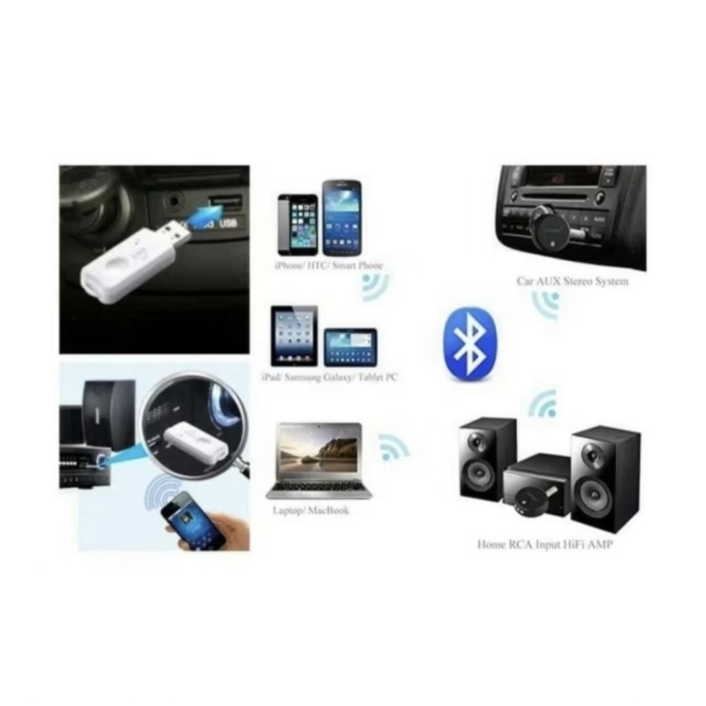 Dongle Riceiver Audio Bluetooth USB Tanpa Kabel Langsung Colok USB untuk Speaker dan Mobil
