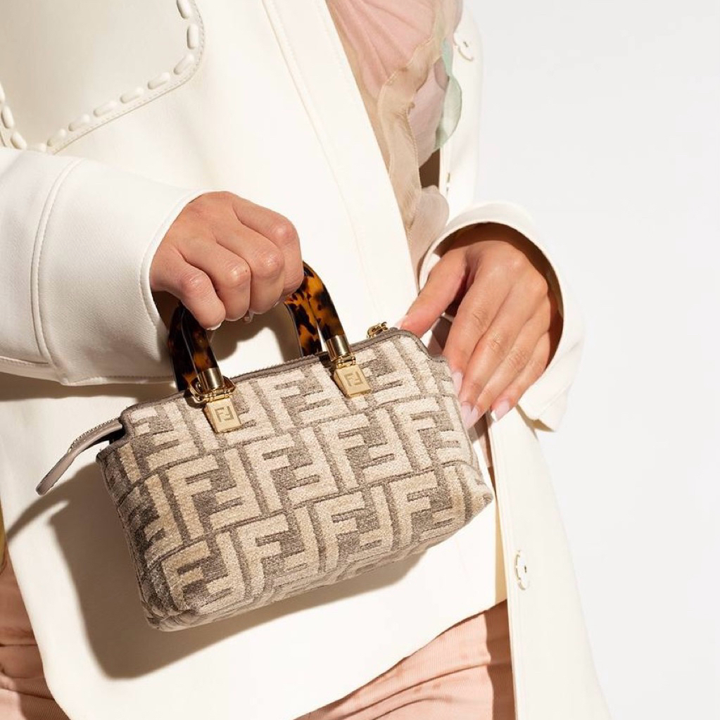 BRAND NEW FENDI By The Way BTW Mini Tapestry Fabric Boston Bag in FF Pattern