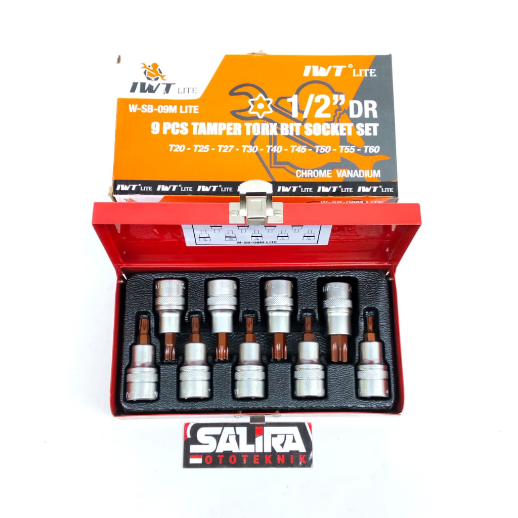 Buah Kunci Sok Shok Sock Set Obeng Dok IWT Isi 9pcs T20 - T60