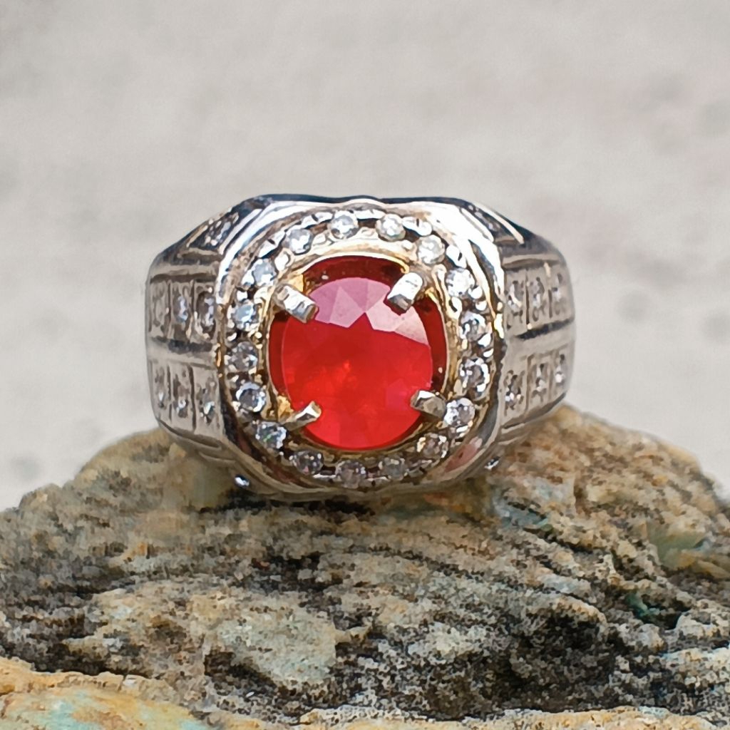 batu Ruby merah ring perak sn13