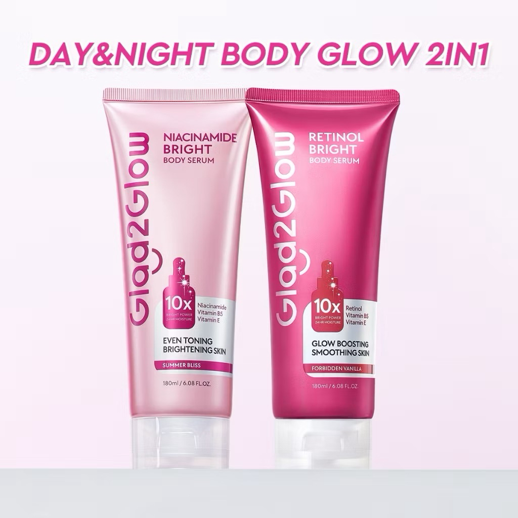[ New Launch ] Glad2Glow Retinol/Niacinamide Bright Body Serum Body Lotion 10X Cerah Instant Absorb 