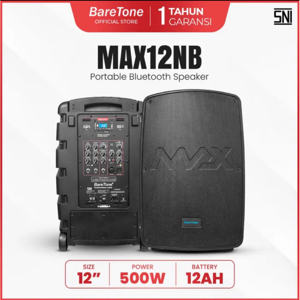 Speaker Aktif Portable Baretone MAX12NB MAX 12 NB Original Baretone