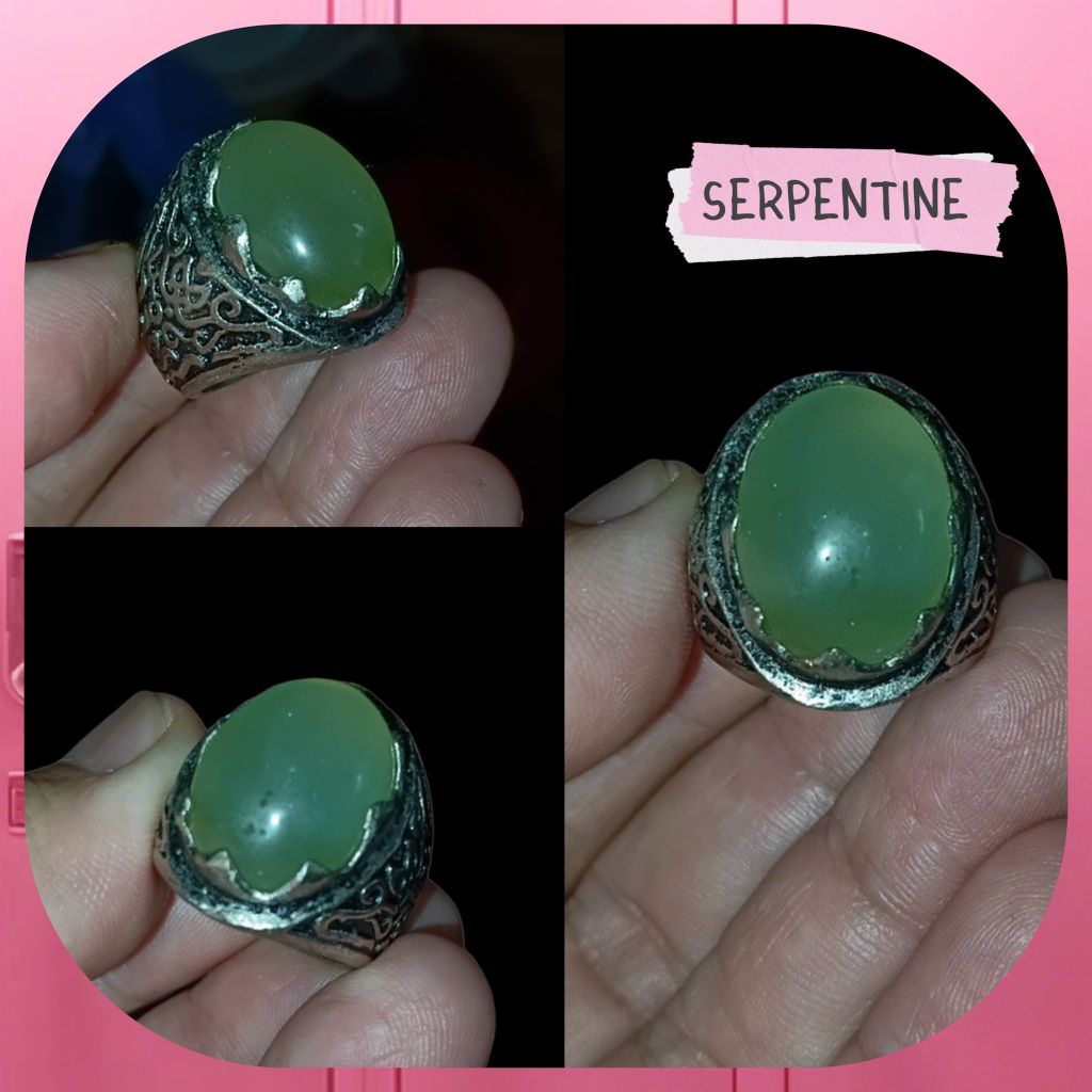 Cincin batu akik serpentine Aceh giok aceh natural