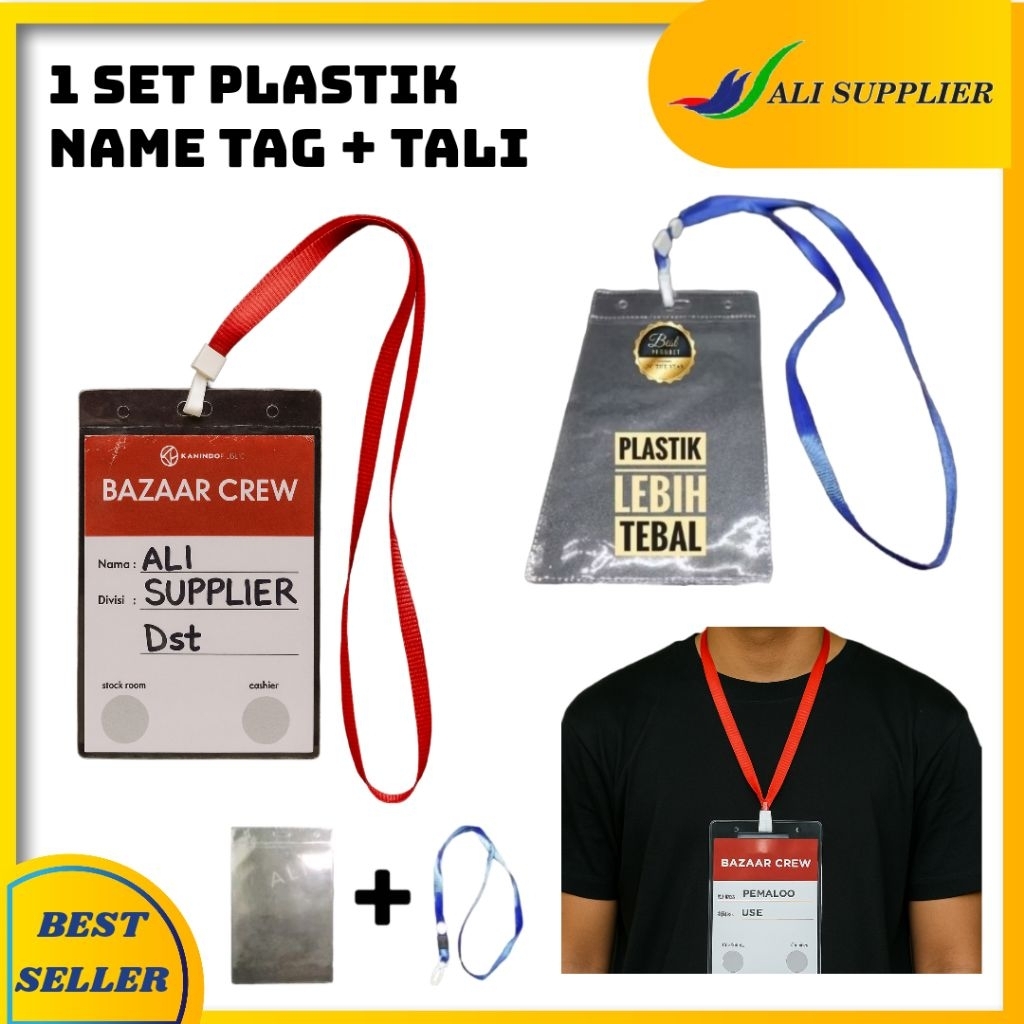 SET PLASTIK ID 1 SET NAME TAG + TALI DIJAMIN MURAH / TALI NAMETAG ID CARD / TALI ID CARD / NAMETAG P
