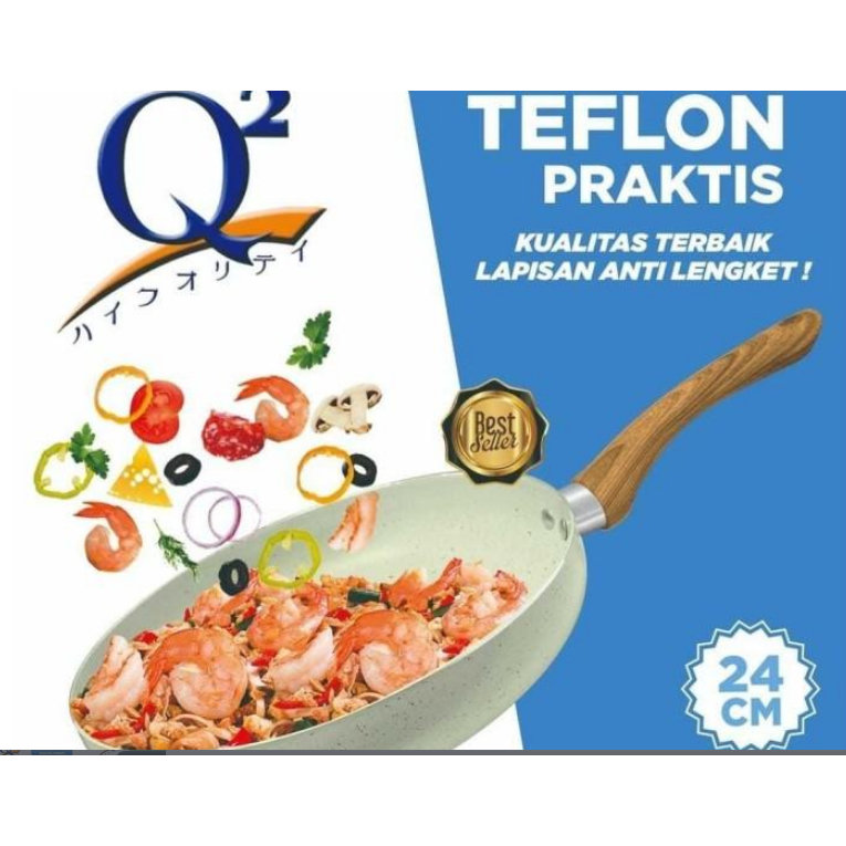 Q2 Panci Goreng Teflon Anti Lengket Coating 24 Cm Anti Panas//Q2 Teflon Praktis 24 Cm Q-2407